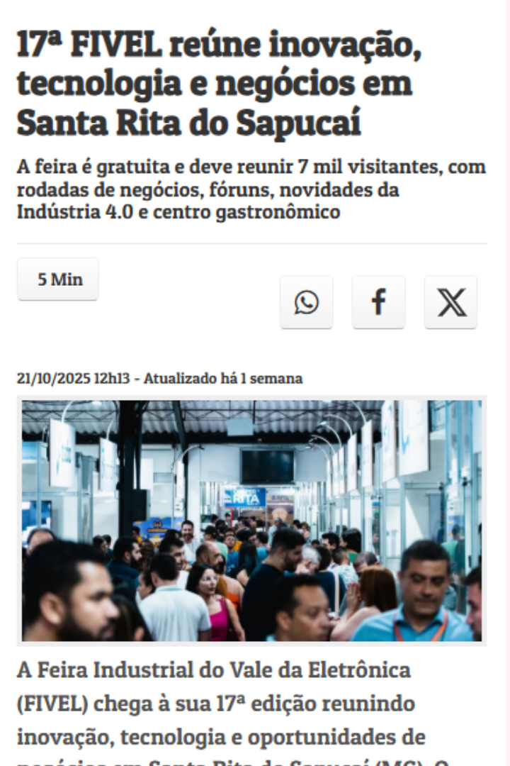 17ª FIVEL reúne inovação, tecnologia e negócios em Santa Rita do Sapucaí